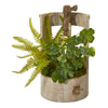 Nearly Natural 8837 12" Artificial Green Clover & Fern Plant in Faucet Planter