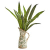 Nearly Natural P1280 22" Artificial Green Sansevieria Plant in Floral Pitcher