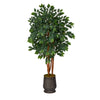 Nearly Natural T1396 57`` Sakaki Artificial Tree in Ribbed Metal Planters