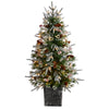 Nearly Natural T3037 4` Christmas Tree,105 LED lights and Berries in Decorative Planters