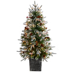 Nearly Natural T3037 4` Christmas Tree,105 LED lights and Berries in Decorative Planters
