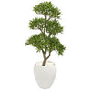 Nearly Natural 9472 43" Artificial Green Bonsai Styled Podocarpus Tree in White Planter