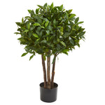 Nearly Natural 5566 37" Artificial Green Bay Leaf Topiary Tree