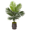 Nearly Natural 9833 46" Artificial Green Kentia Palm Tree in Ribbed Metal Planter