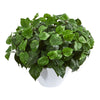Nearly Natural 8425 16" Artificial Green Pothos Plant in White Vase