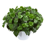 Nearly Natural 8425 16" Artificial Green Pothos Plant in White Vase