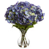 Nearly Natural Large Hydrangea w/Vase Silk Flower Arrangement