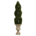 Nearly Natural 5755 5' Artificial Green Double Pond Cypress Spiral Topiary Tree in Urn, UV Resistant (Indoor/Outdoor)