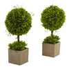 Nearly Natural 6821-S2 Boxwood Topiary with Planter (Set of 2)