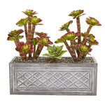 Nearly Natural 8562 23" Artificial Green Echeverria Succulent Plant in Stone Planter