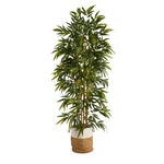 Nearly Natural T2979 75`` Bamboo Artificial Tree in Natural Jute and Cotton Planters