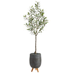 Nearly Natural T2554 70`` Olive Artificial Tree in Gray Planter with Stand