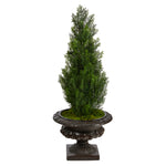 Nearly Natural T2525 3.5` Mini Cedar Artificial Pine Tree in Iron Colored Urn
