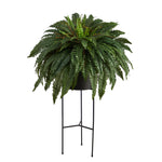 Nearly Natural P1691 51” Boston Fern Artificial Plant in Black Planter with Stand