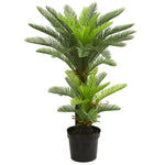 Nearly Natural 5602 4.5' Artificial Green Double Potted Cycas Tree