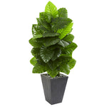 Nearly Natural 9274 59" Artificial Green Taro Plant in Slate Finished Planter