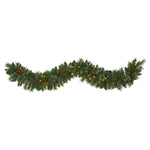 Nearly Natural 6` White Mountain Pine Artificial Garland with 35 White Warm LED Lights and  Pinecones
