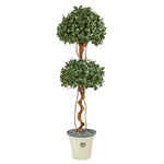 Nearly Natural T2459 5.5’ Sweet Bay Double Ball Topiary Artificial Tree in Decorative Planter