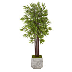 Nearly Natural T1060 5.5' Artificial Green Bamboo Tree in White Planter