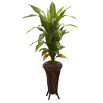 Nearly Natural 6671 57" Artificial Green Real Touch Dracaena with Stand Silk Plant 