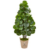 Nearly Natural 9379 5' Artificial Green Fiddle Leaf Fig Tree in Farmhouse Planter