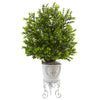 Nearly Natural 6882 28" Artificial Green Boxwood with Metal Planter