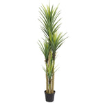 Nearly Natural 6342 7' Artificial Green Dracaena Plant in Black Pot
