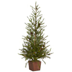Nearly Natural 3` Alpine ``Natural Look`` Artificial Christmas Tree in Wood Planter with Pine Cones
