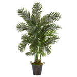 Nearly Natural 69`` Areca Palm Artificial Tree in Decorative Metal Pail with Rope