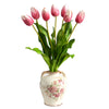 Nearly Natural A1478-MA 22” Dutch Tulip Artificial Arrangement in Flower Print Jar