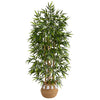 Nearly Natural T2887 64`` Bamboo Artificial Tree with Trunks in Natural Cotton Woven Planter with Tassels