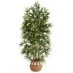 Nearly Natural T2887 64`` Bamboo Artificial Tree with Trunks in Natural Cotton Woven Planter with Tassels