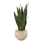 Nearly Natural 32`` Sansevieria Artificial Plant in Sand Colored Planter