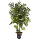 Nearly Natural T1274 75" Artificial Green Areca Palm Tree in Decorative Metal Pail with Rope