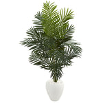 Nearly Natural 5639 5.5' Artificial Green Paradise Palm Tree in White Planter