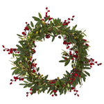 Nearly Natural 4399 20" Artificial Green Olive with Berries Wreath