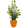 Nearly Natural 9523 5' Artificial Green Zamioculcas Plant in Orange Planter