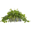 Nearly Natural 8525 21" Artificial Green London Ivy & Spider Plant in Stone Planter