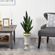 Nearly Natural P1587 3’ Sansevieria Artificial Plant in Sand Colored Urn