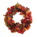 Nearly Natural W1255 24`` Autumn, Berries and Pinecone Fall Artificial Wreath