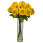 Nearly Natural Sunflower w/Cylinder Silk Flower Arrangement