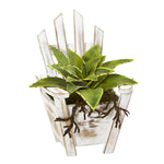 Nearly Natural 8867 8" Artificial Green Sanseveria Plant with Roots in Chair Planter
