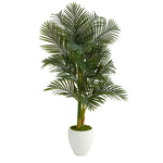 Nearly Natural T2121 5’ Paradise Palm Artificial Tree in White Planters