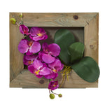 Nearly Natural Phalaenopsis Orchid Artificial Arrangement in Wooden Picture Frame