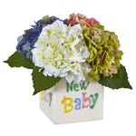 Nearly Natural Hydrangea in New Baby Ceramic