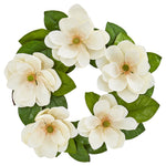 Nearly Natural 4345 23" Artificial White Magnolia Wreath
