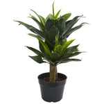 Nearly Natural 8162 29" Artificial Green Double Agave Succulent Plant in Black Planter