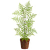 Nearly Natural T2537 3` Ruffle Fern Artificial Tree in Basket