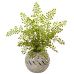 Nearly Natural 8819 17" Artificial Green Maiden Hair Plant in Decorative Vase
