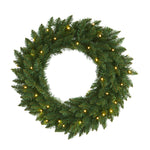 Nearly Natural 24`` Green Pine Artificial Christmas Wreath with 35 Clear LED Lights